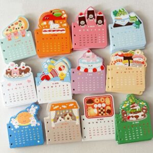 2026 Monthly Calendar Dashboards for A7 & M5 Planners | Kawaii Food Divider Tabs | 12-Month Pocket Notebook Inserts Set