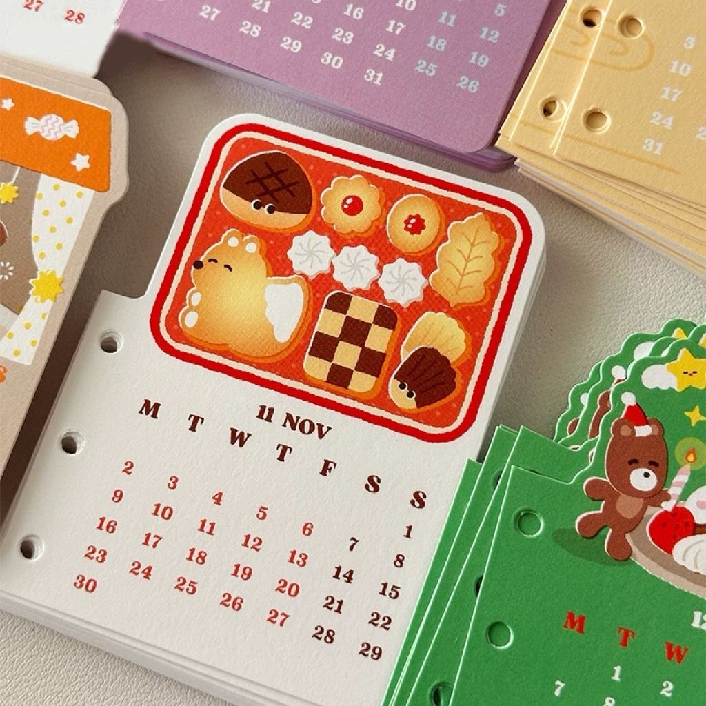 2026 Monthly Calendar Dashboards for A7 & M5 Planners | Kawaii Food Divider Tabs | 12-Month Pocket Notebook Inserts Set - Image 4